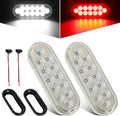 2Pcs 6.7 Inch Oval Red White LED Truck Trailer Tail Lights and Reverse Lights Kit I19725