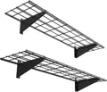 2 Pack Black Wall Mounted Metal Shelving Rack U888988