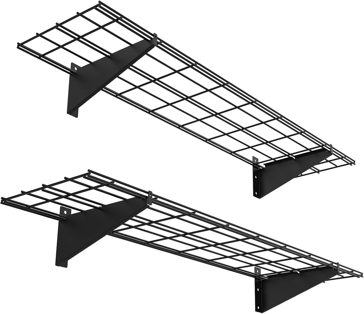 2 Pack Black Wall Mounted Metal Shelving Rack U888988