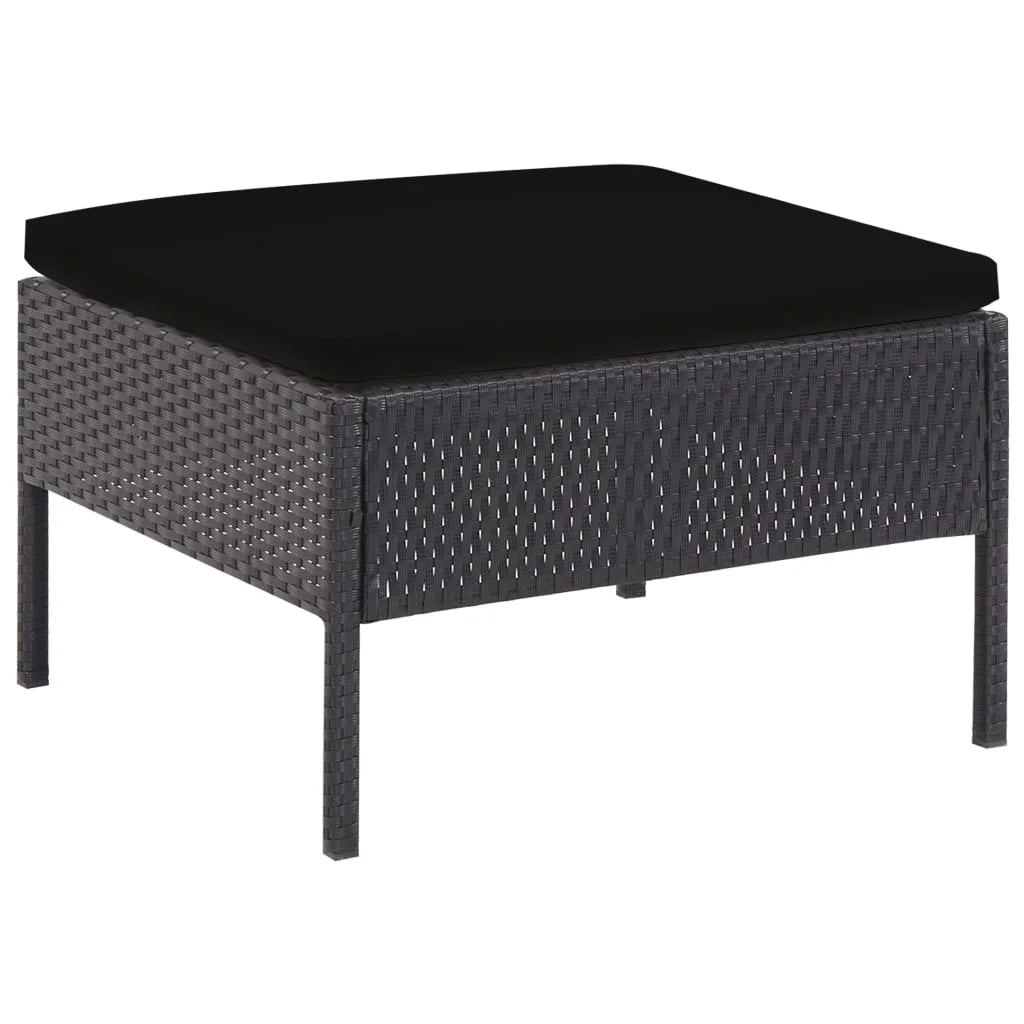 5 Piece Patio Sofa Set with Cushions Poly Rattan Black W829