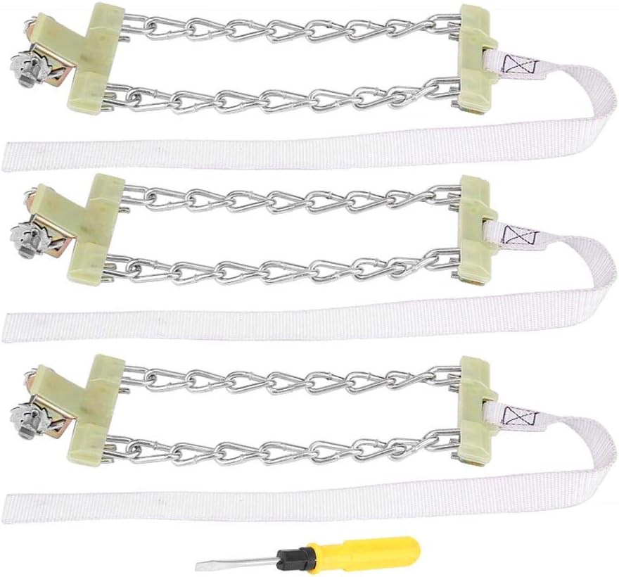 3pcs Steel Tire Anti-Skid Snow Chain for Car Truck SUV Winter (L) Pack of 2 F1018