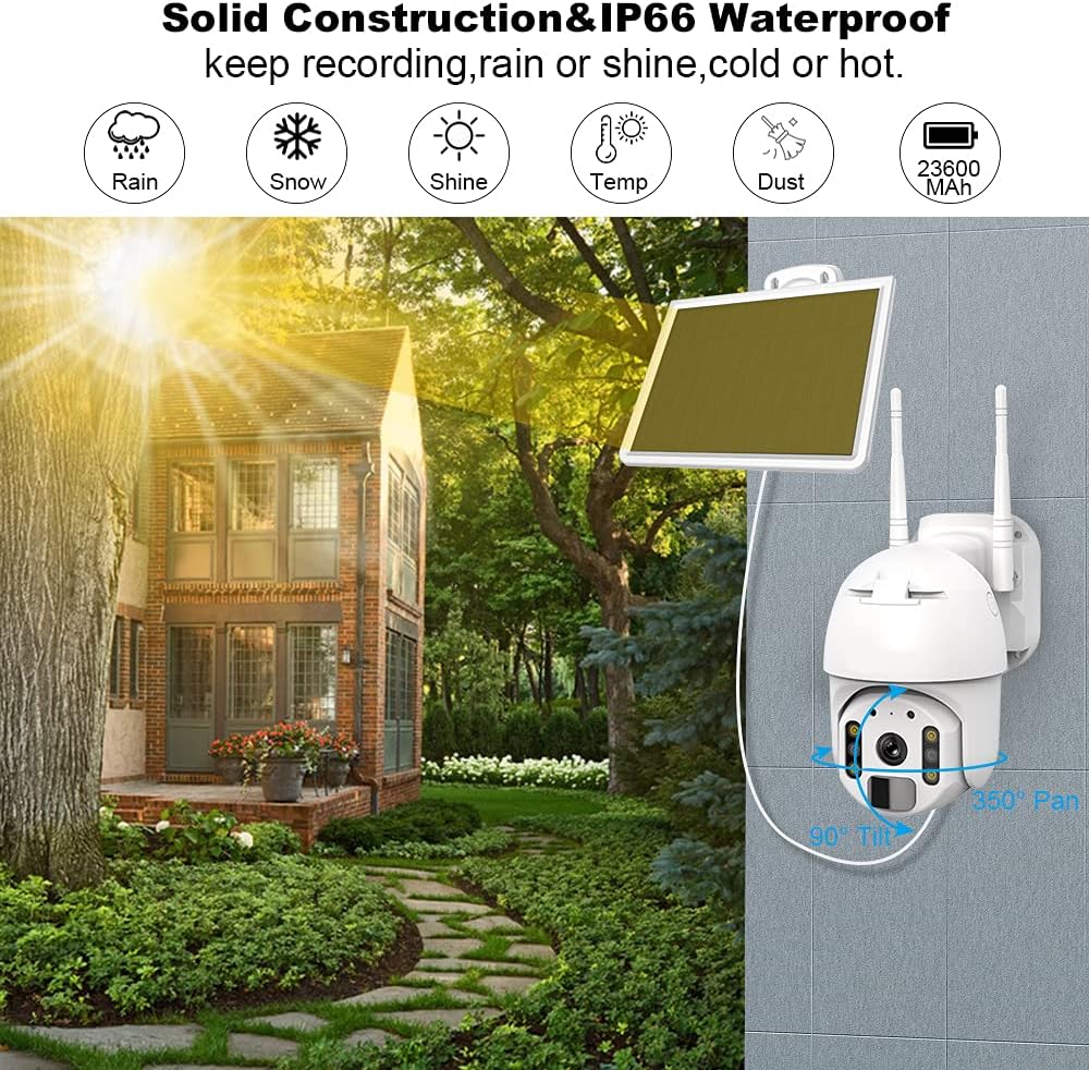Wireless Solar Rechargeable PTZ Security Camera with Color Night Vision I512111