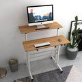 Oak/White Mobile Height Adjustable Standing Desk W5132