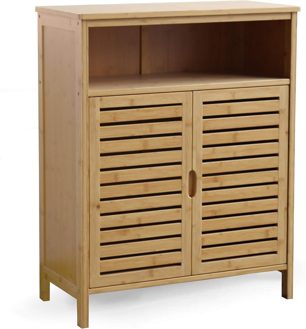 Bamboo Bathroom Storage Cabinet with Door and Shelves F455