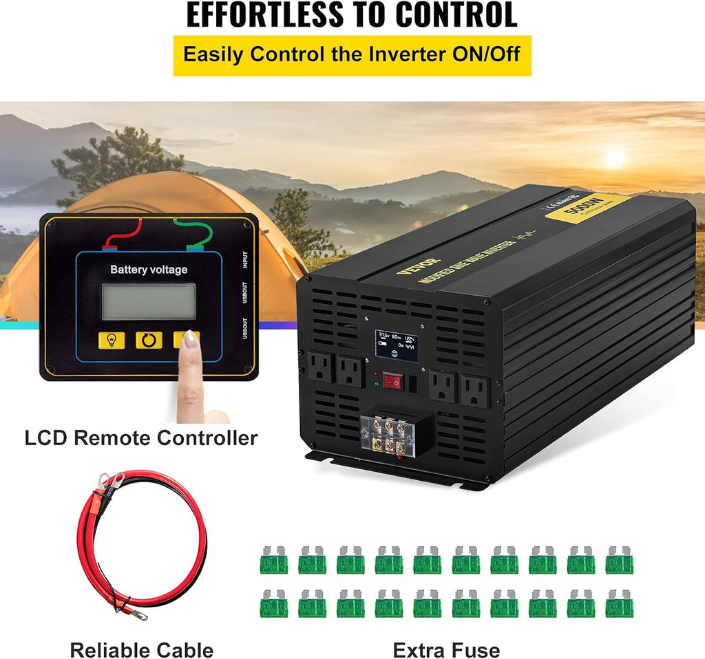 5000W Modified Sine Wave Power Inverter with LCD Display F871431