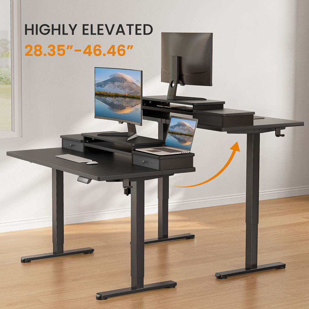 Black Electric Standing Desk with Drawer R16795