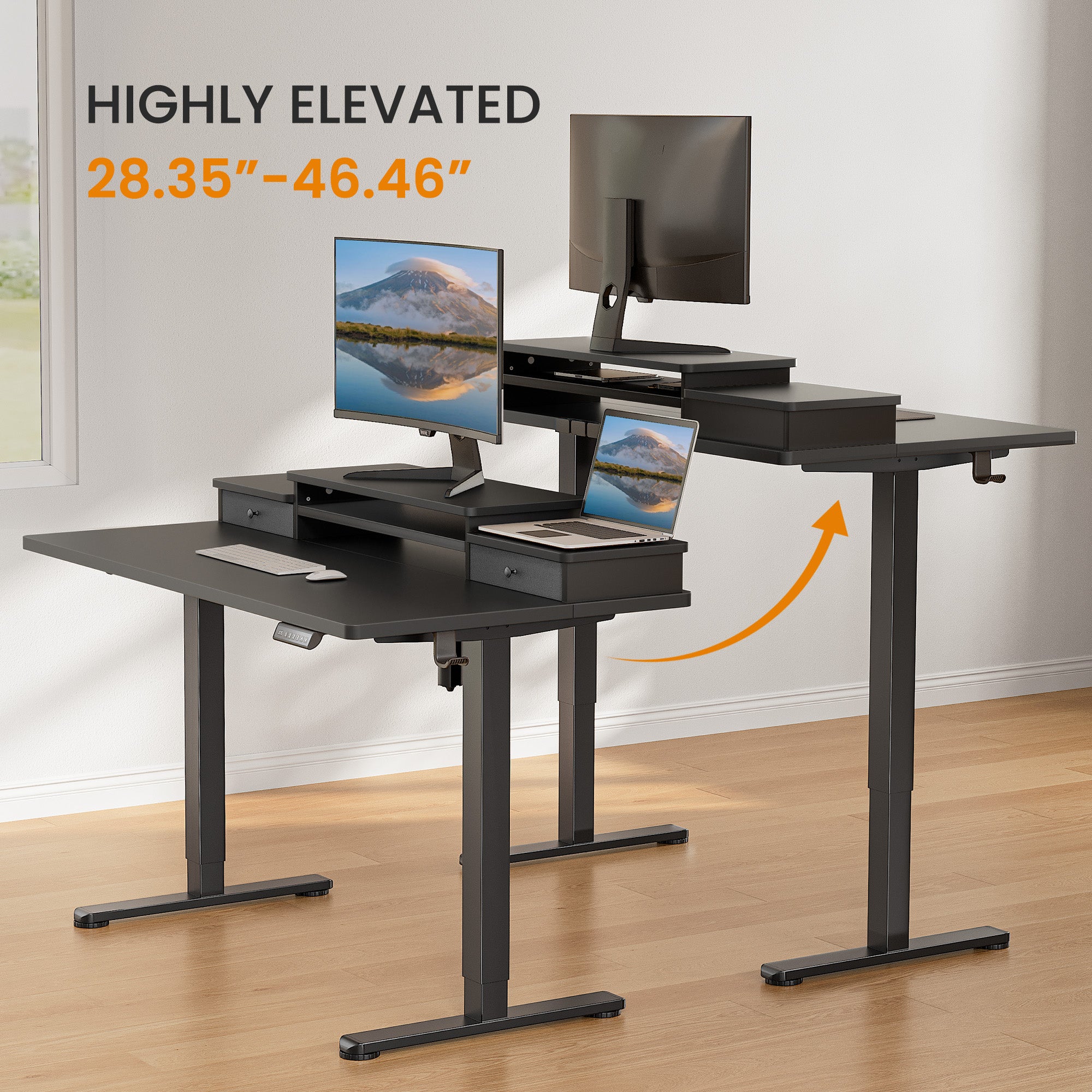 Black Electric Standing Desk with Drawer R16795