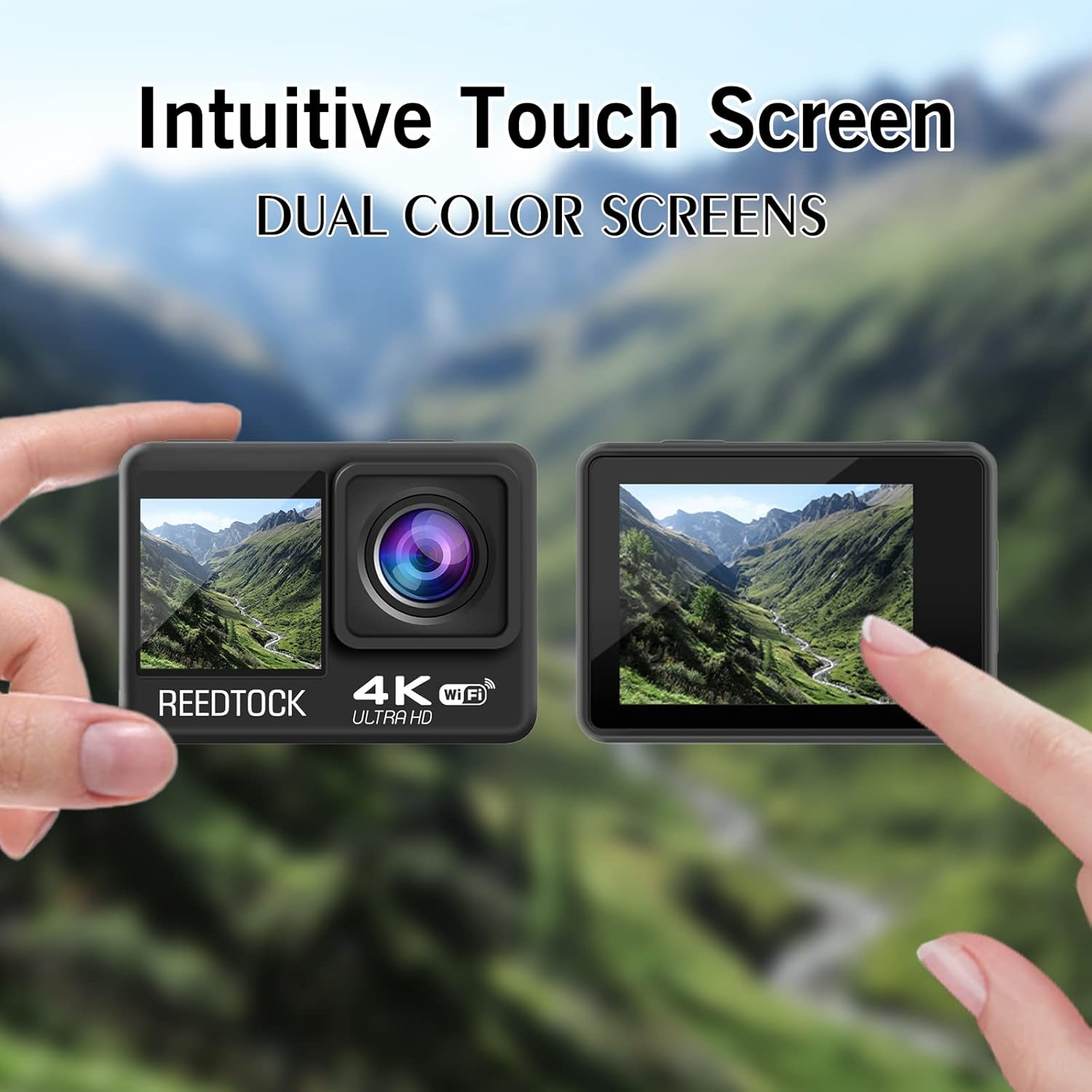 Action Camera 4K 24MP 2.0 Touch LCD Dual Screen Waterproof Sports Video Recorder 2 Batteries Accessories Kit Pack of 2 Q125