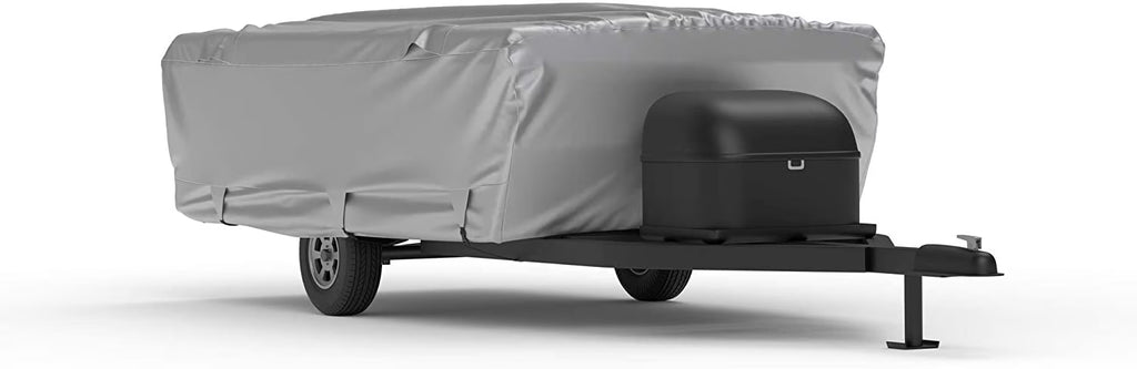 RV Cover for Pop Up Trailer 8' - 10' Long with Fleece Lining, Cable Lock, Storage Bag & Wind Straps P782