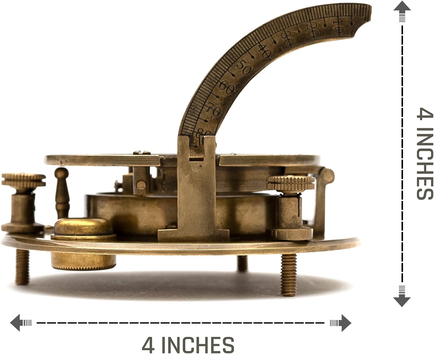 Antique Look Brass Sundial Compass with Wooden Box, Pack of 2 D377