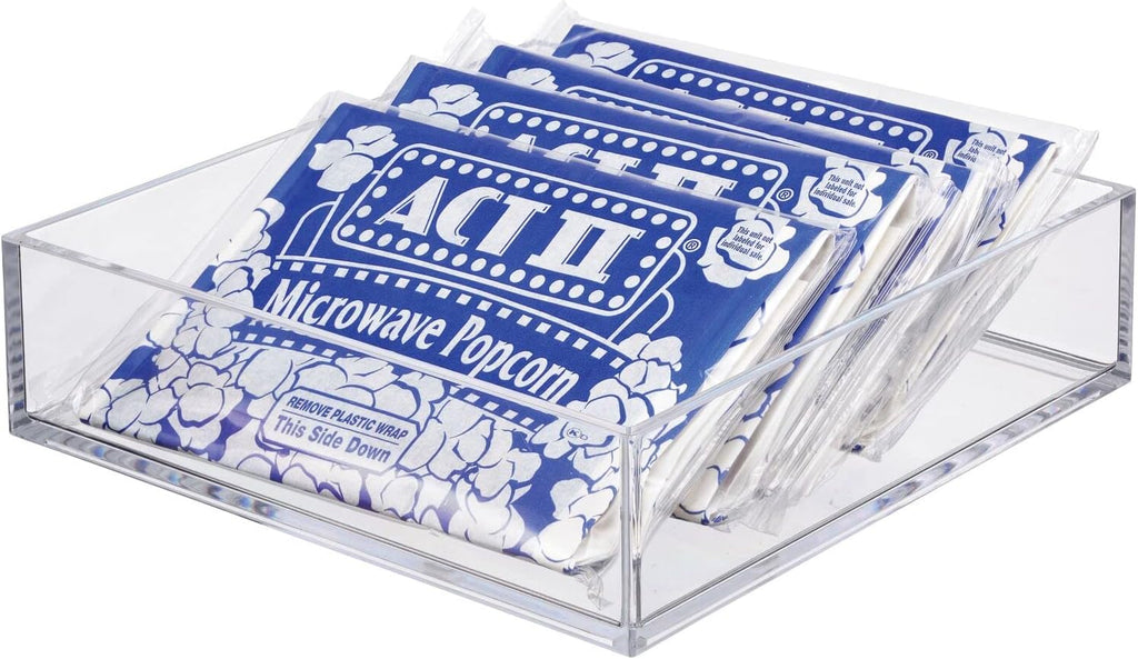 Plastic Pantry Organizer Bin Tray, 7.5 x 7.5 x 2, 3 Pack, Clear I2412