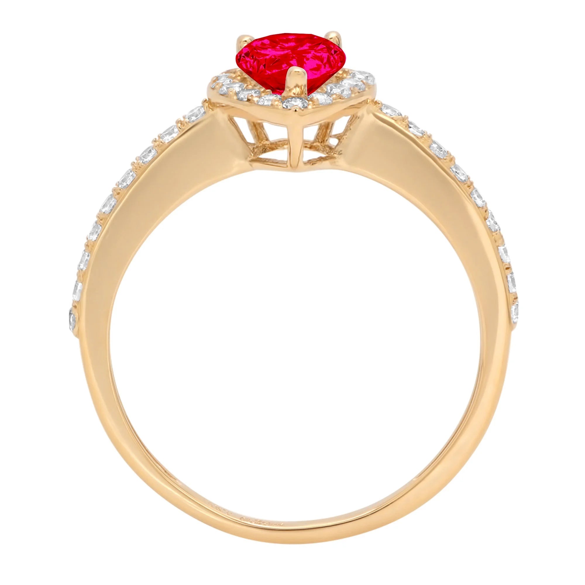 Pear Cut Pink Simulated Tourmaline 18k Yellow Gold Halo Ring Size 3.5 O11474