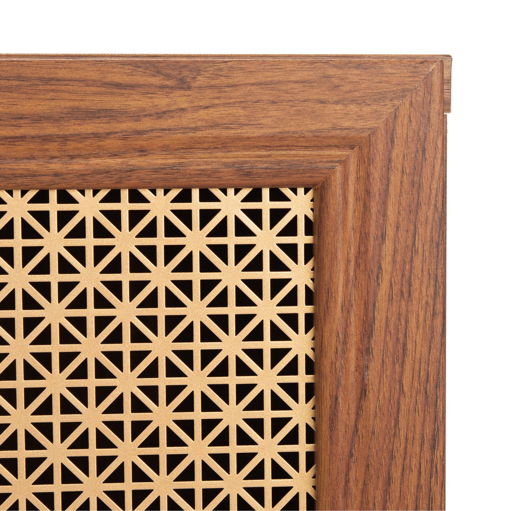 4 Door 2 Shelf Media Stand Oak Q157582
