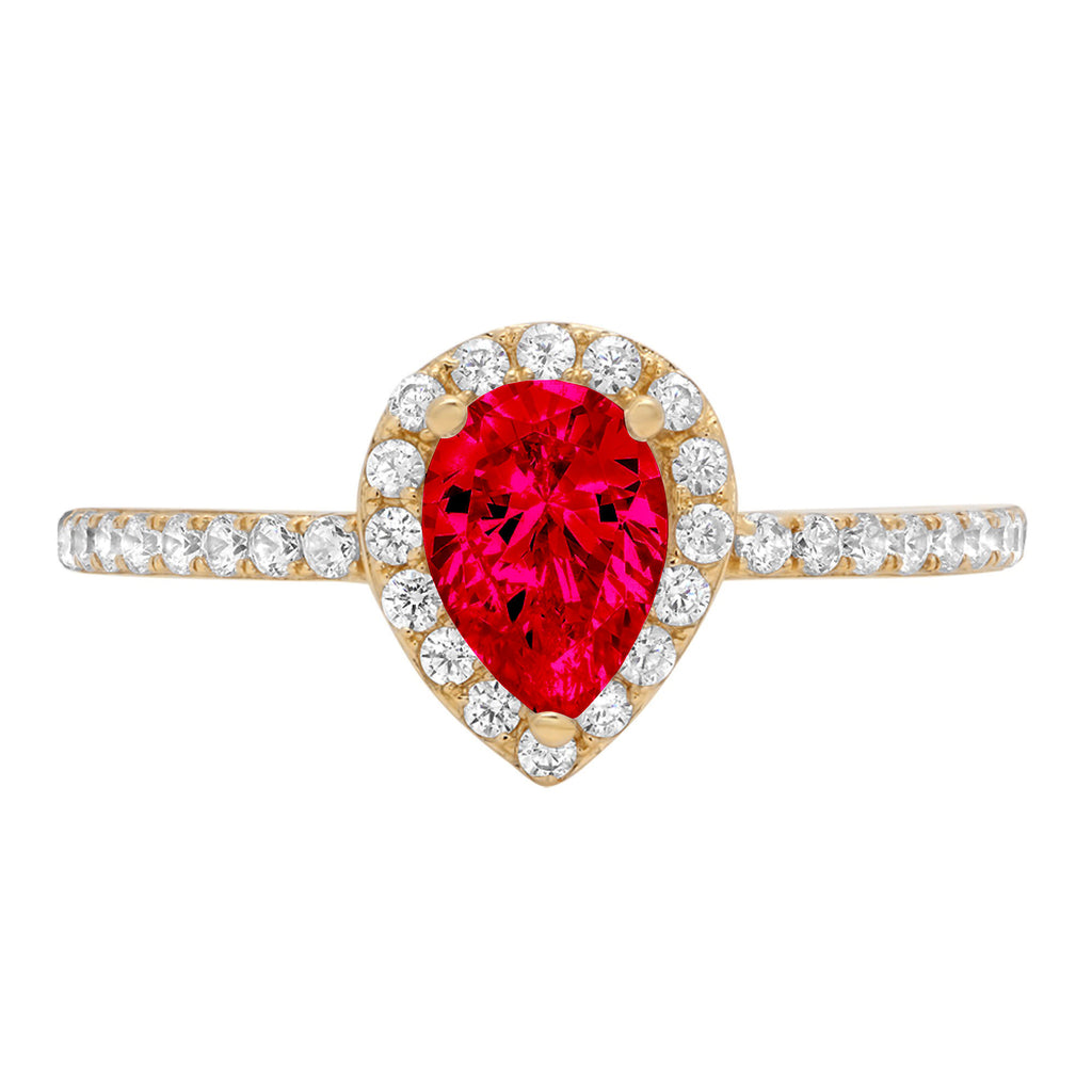 Pear Cut Pink Simulated Tourmaline 18k Yellow Gold Halo Ring Size 3.5 O11474