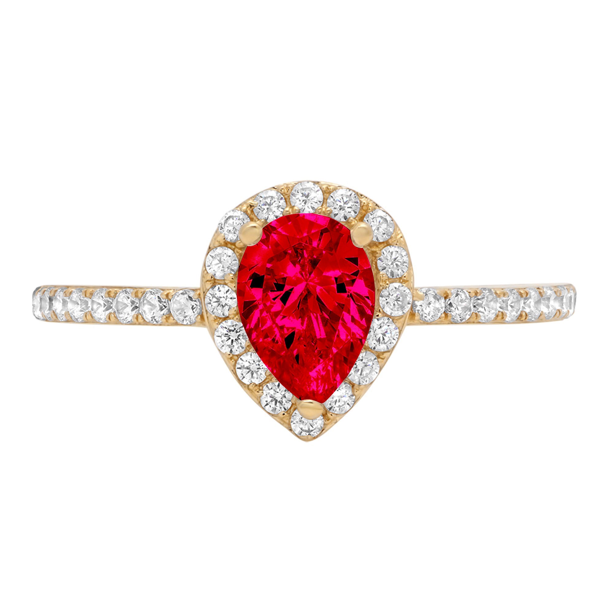 Pear Cut Pink Simulated Tourmaline 18k Yellow Gold Halo Ring Size 3.5 O11474