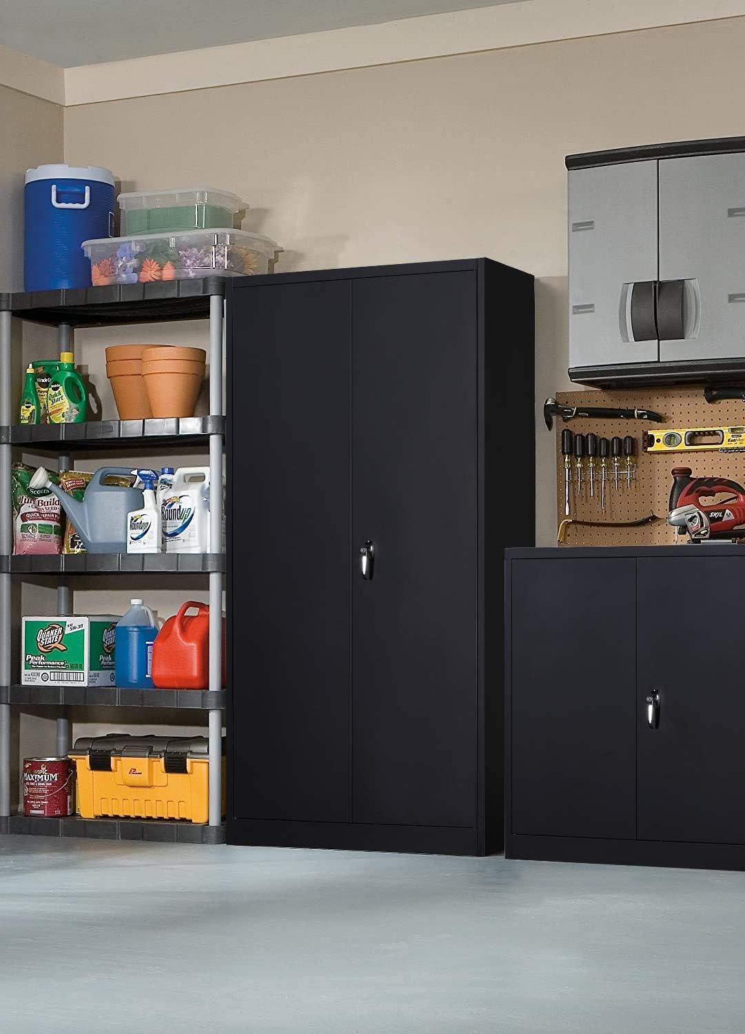 Metal Storage Cabinet with 4 Adjustable Shelves, 72 H, Black A6603