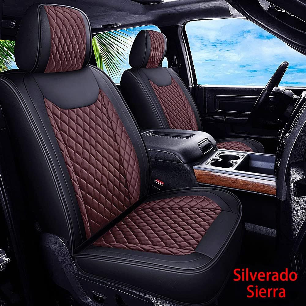 Seat Covers for Chevy Silverado GMC Sierra Pickup, 2007-2022 1500 2500HD 3500HD Crew Double Extended Cab C47146