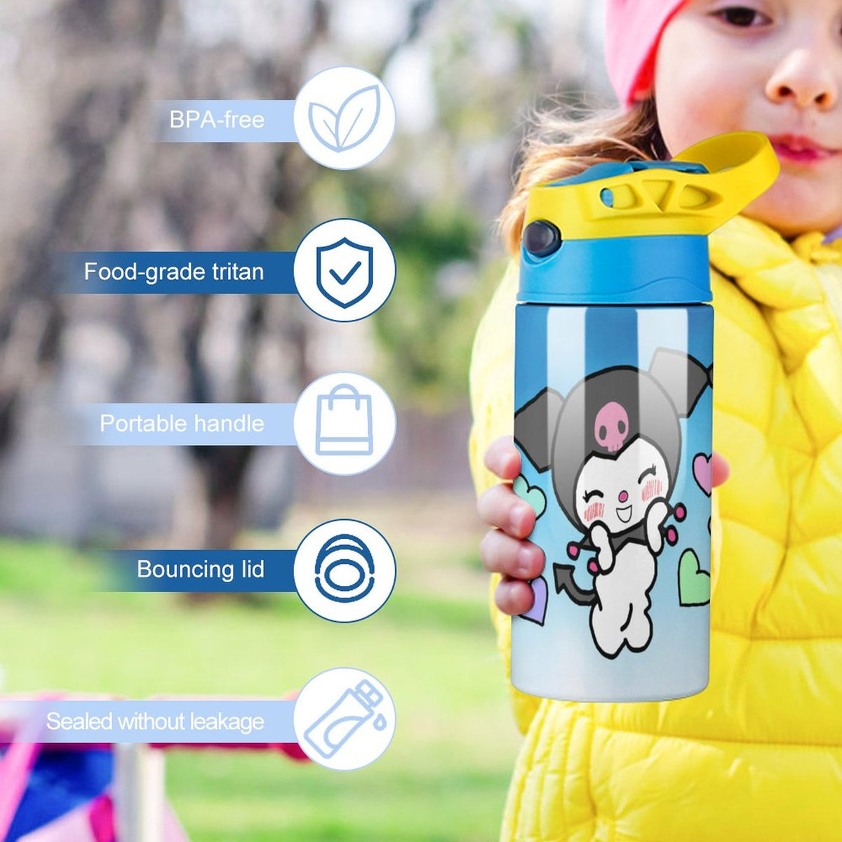 Stainless Steel Vacuum Insulated Water Bottle With Straw P698578