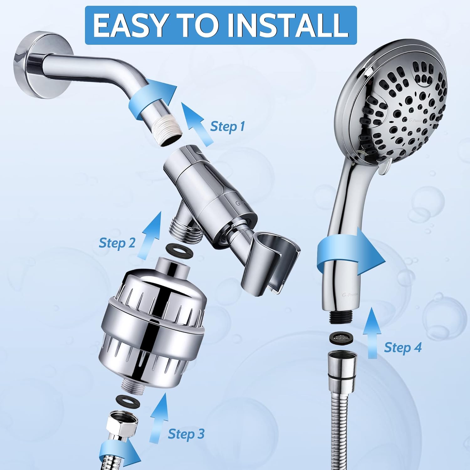 Chrome Filtered Handheld Shower Head with 2 Cartridges, Pack of 2 I782610