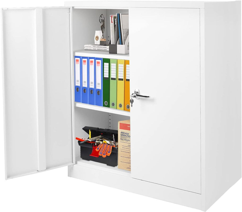 Black Metal Locking Steel Storage Cabinet with 2 Doors and 2 Adjustable Shelves P5141