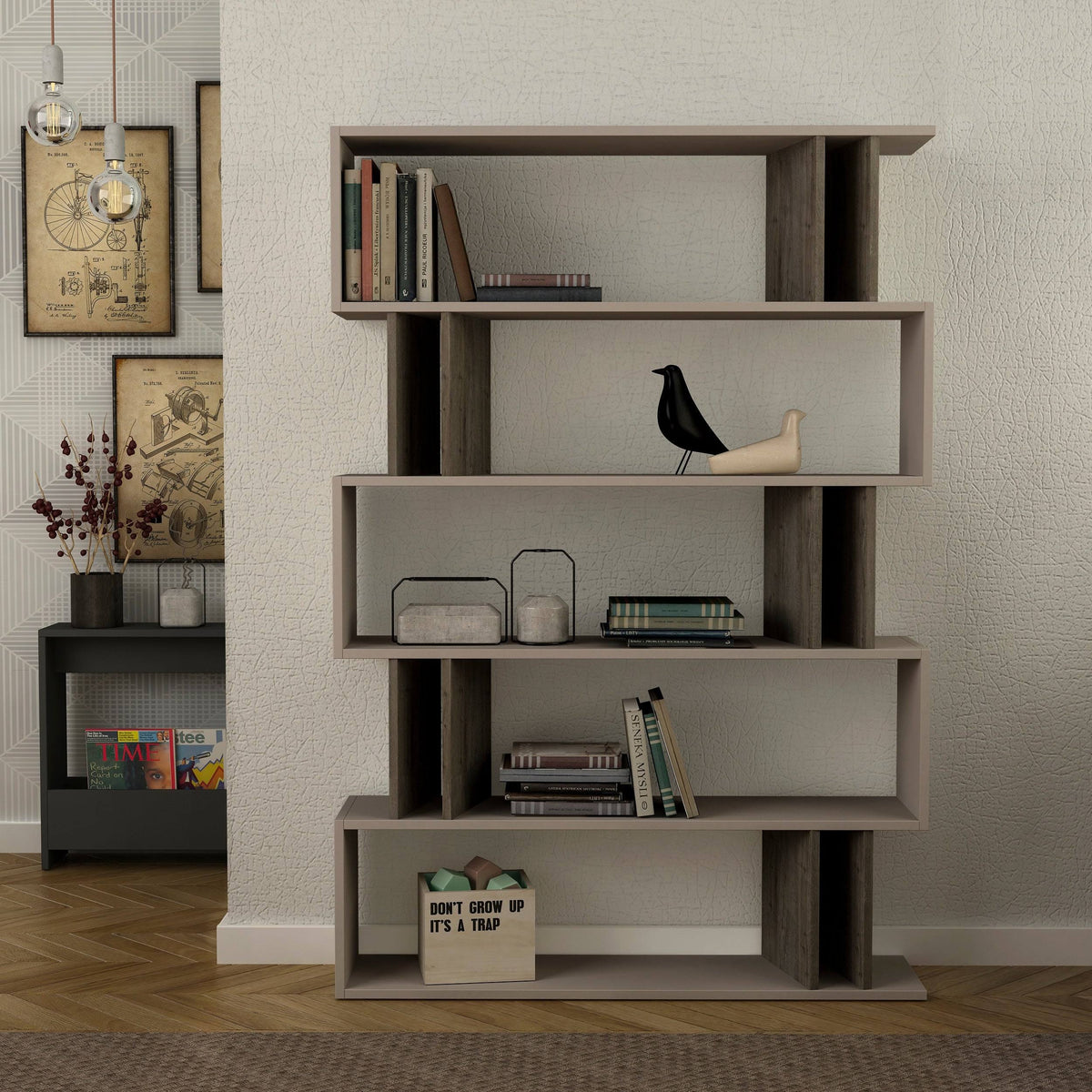 Modern Bookcase Light Mocha Dark Brown I6126