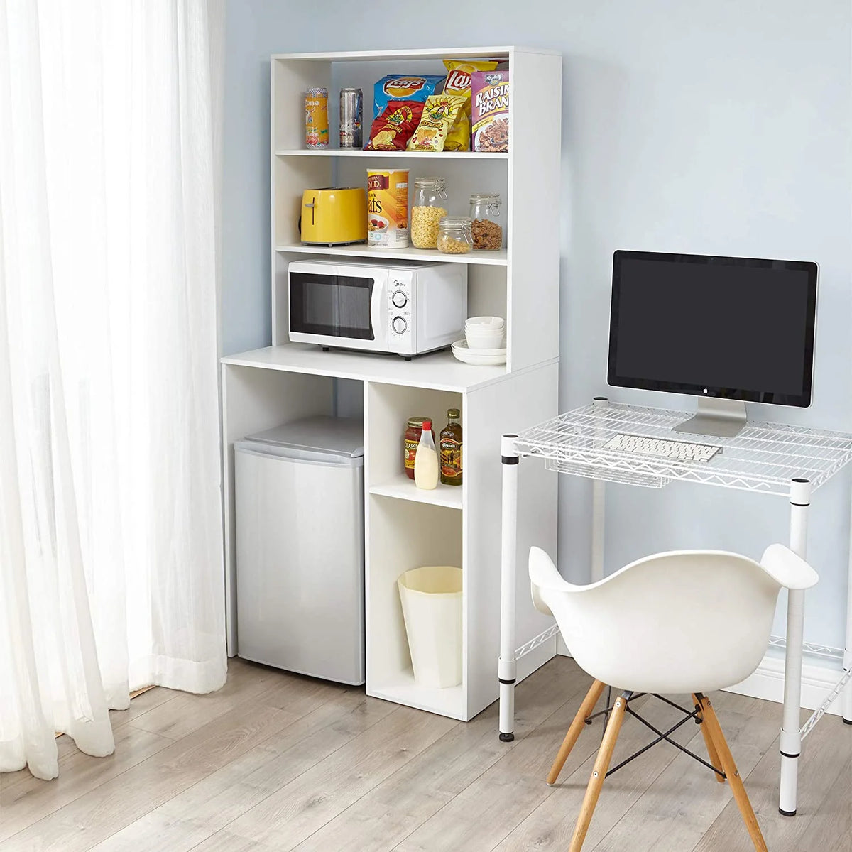 White Mini Fridge Dorm Station with Top J968695
