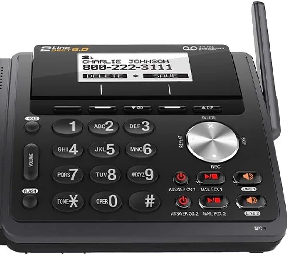 Black 2-Line Cordless Phone with Answering System, 1 Handset X38717