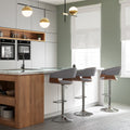 Light Grey Linen Look Adjustable Swivel Bar Stool I4146