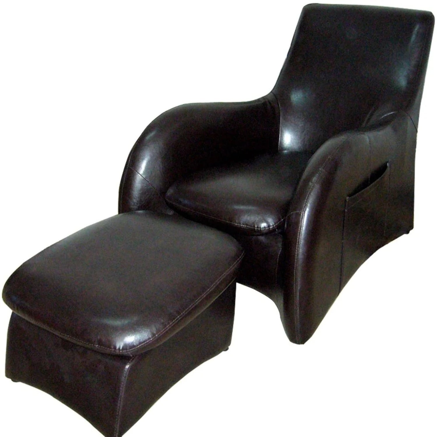 Brown Leather Armchair with Ottoman Q5825