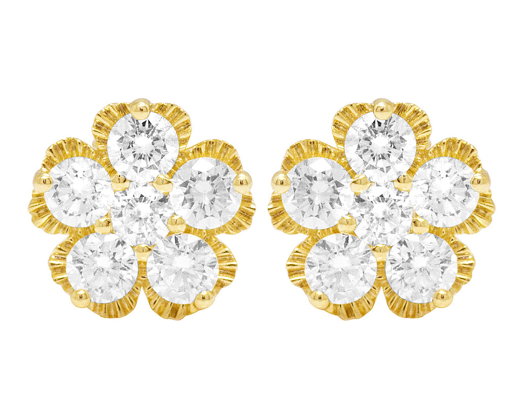 Yellow Gold Diamond Stud Earrings J126