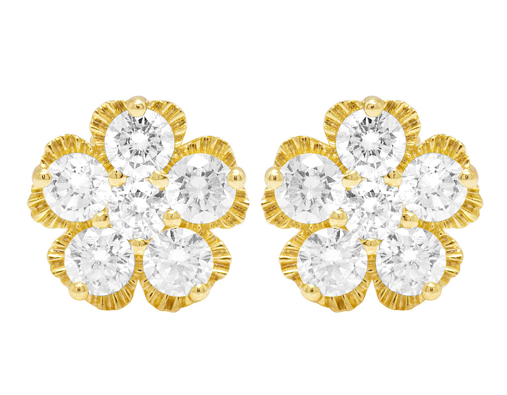 Yellow Gold Diamond Stud Earrings J126