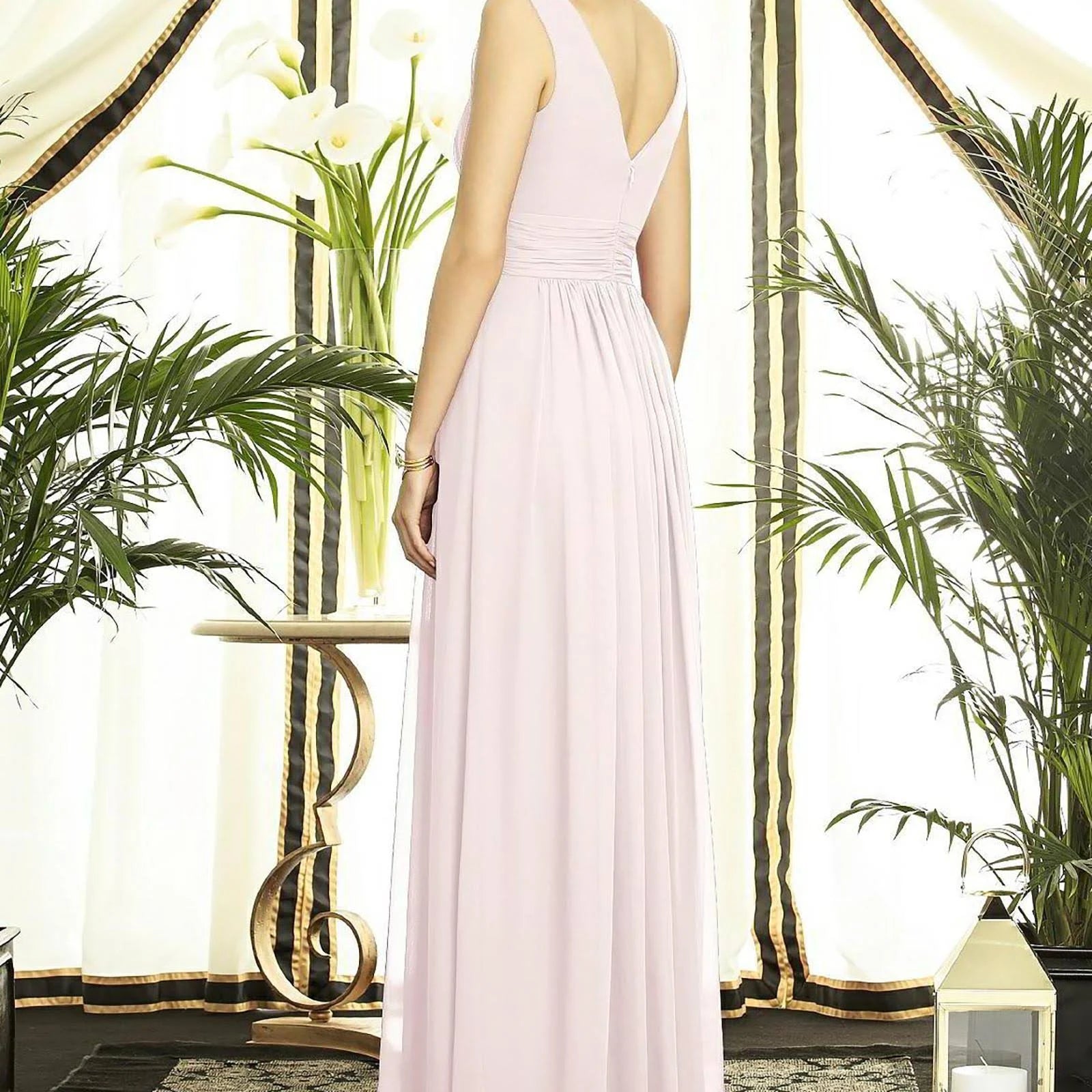 Blush Pink Shirred Chiffon Gown S238