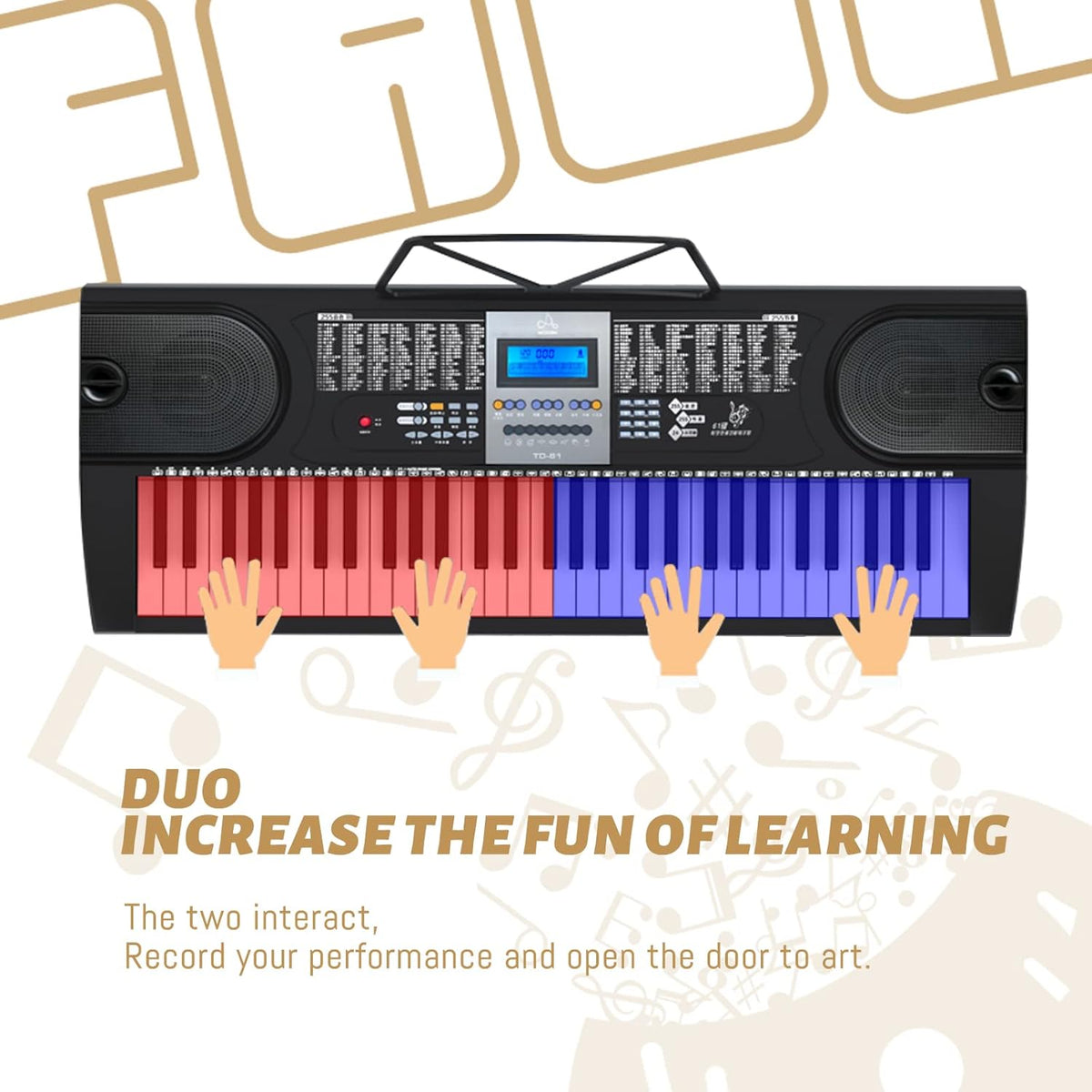61 Key Keyboard Piano with LCD Display, 255 Sounds, Microphone, 3.5mm Audio Cable, 24 Demo Songs Z6014