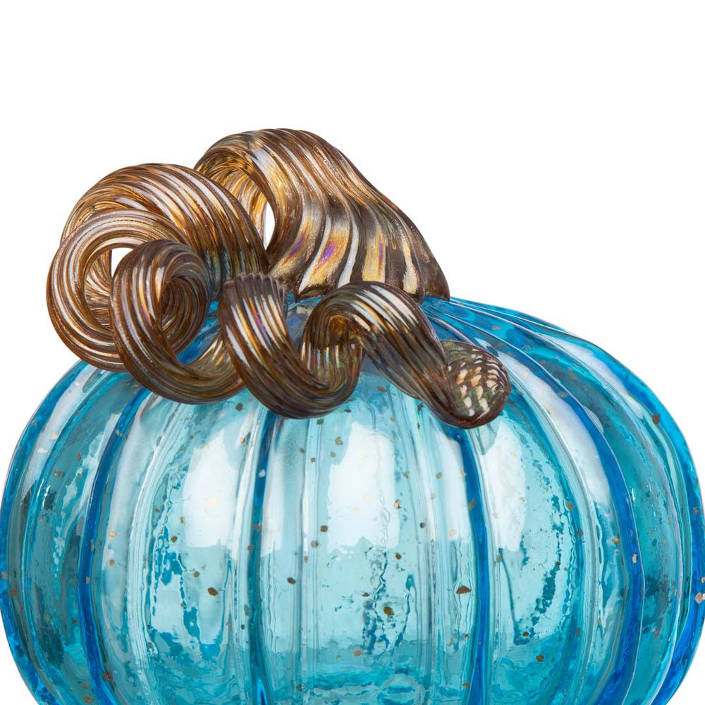 Blue Glass Pumpkin Decor E527