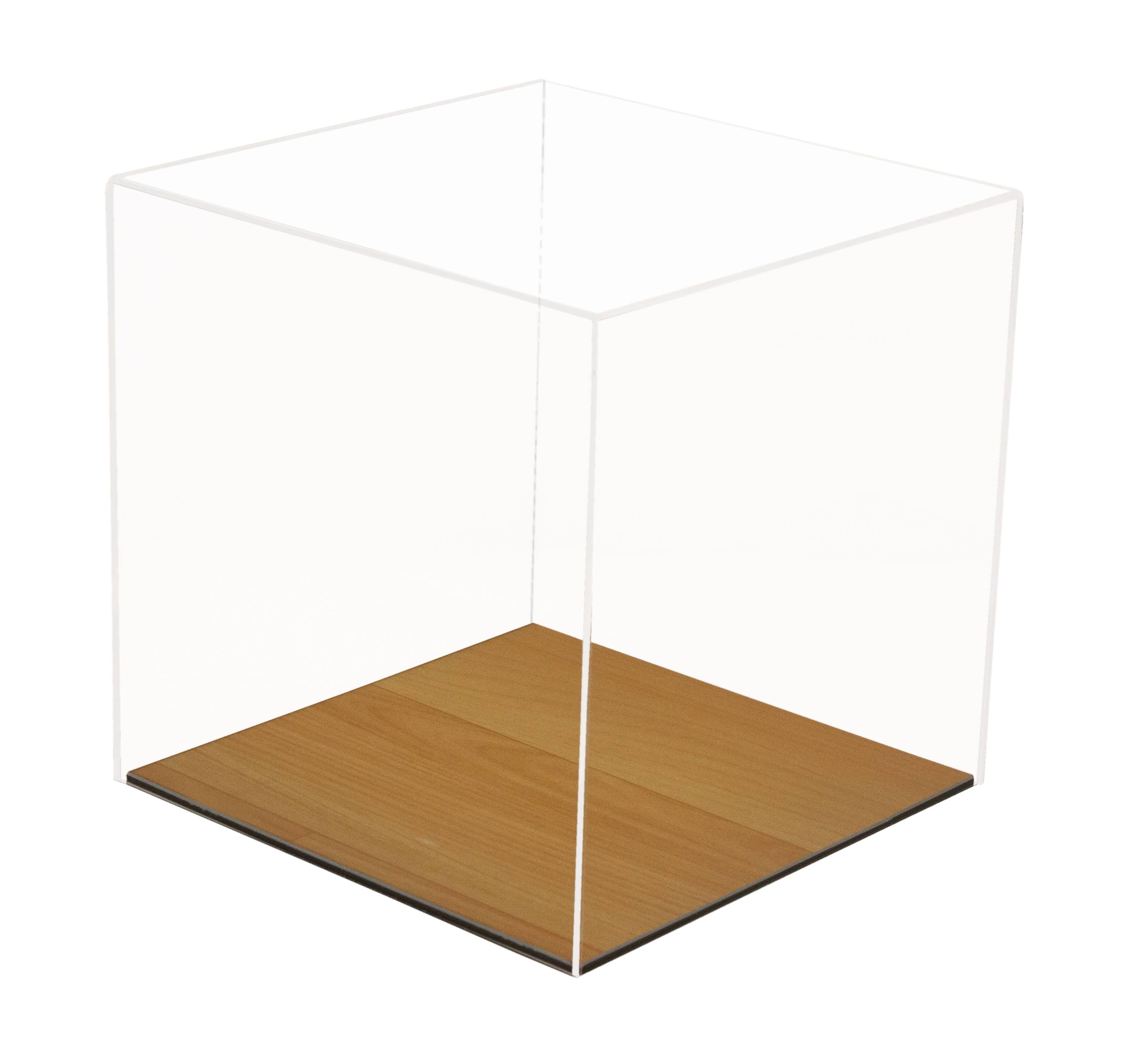 Clear Display Case with Simulated Wood Floor I168