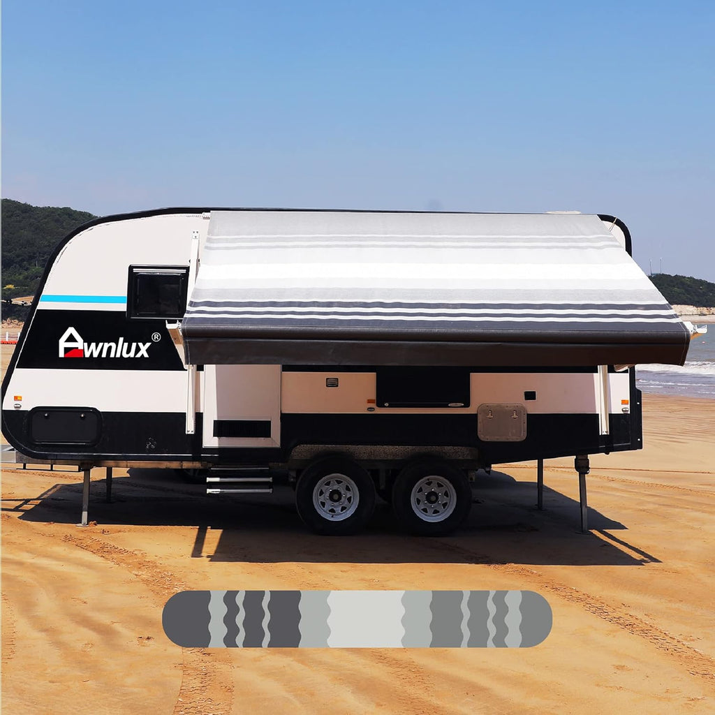 RV Awning Fabric Replacement Waterproof Vinyl Shade Screen Black Fade-10' O880