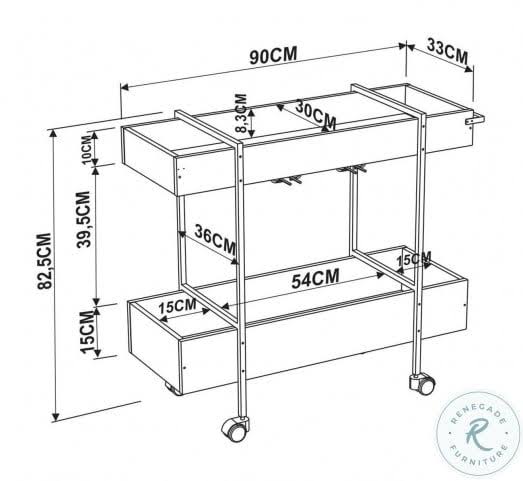 Walnut Melamine Bar Cart with Black Painted Metal Frame H77395
