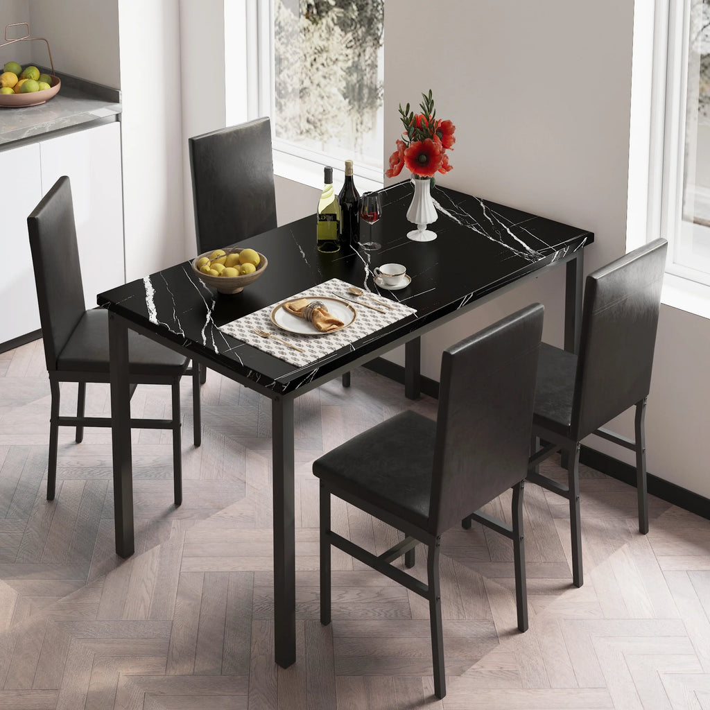5 Piece Black Dining Table and Chairs Set R746432