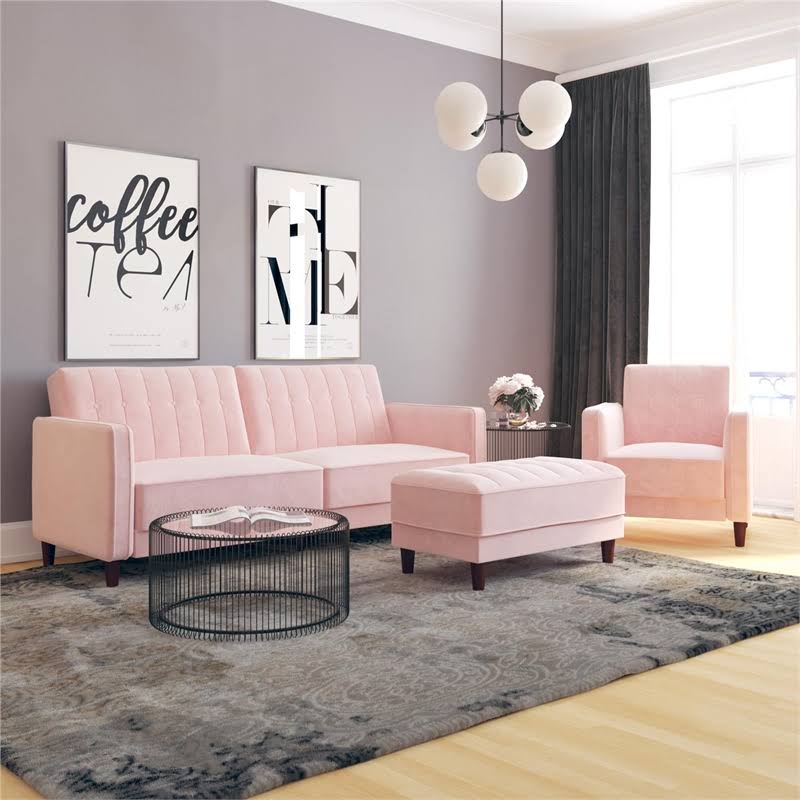 Pink Velvet Tufted Accent Chair N37284