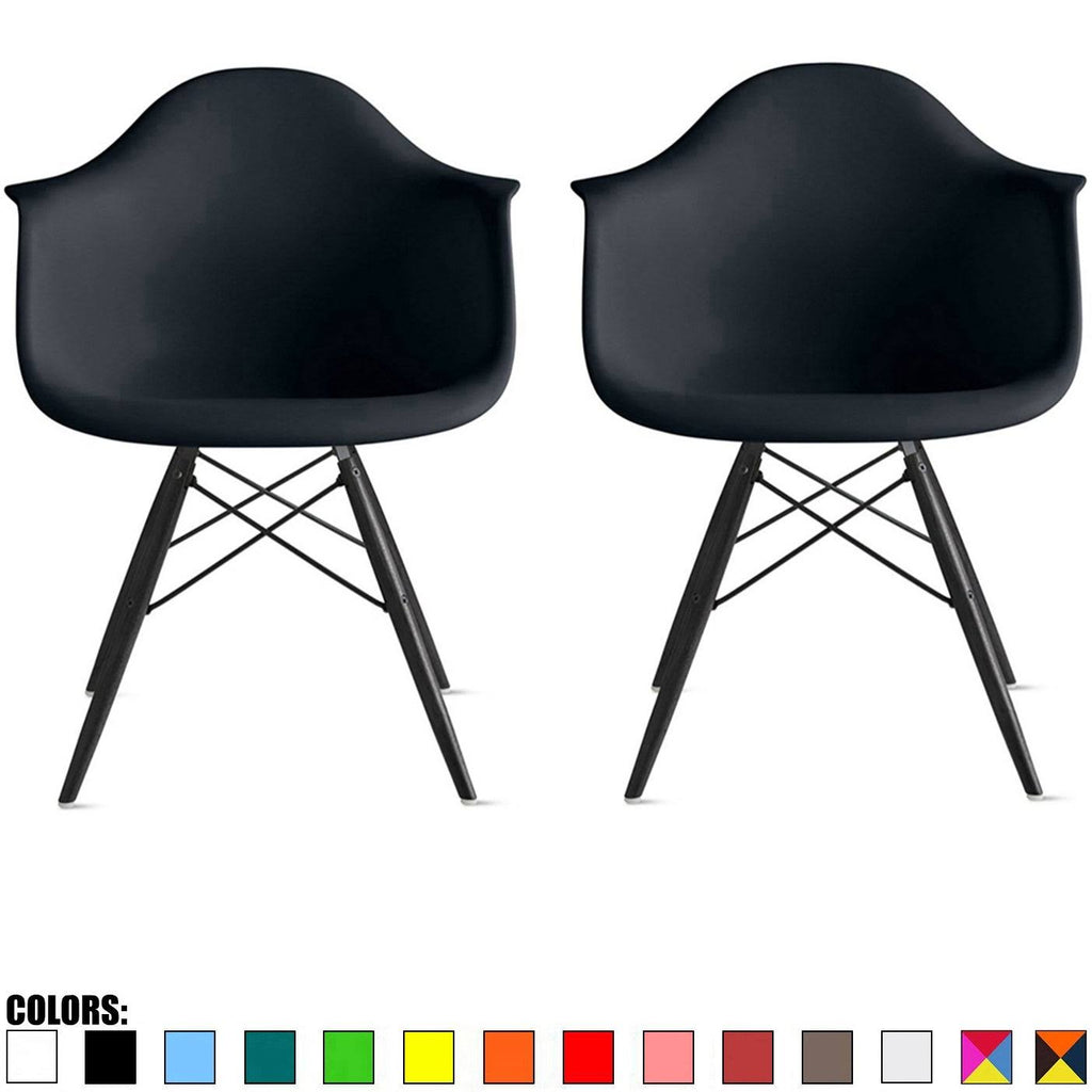 Set of 2 Black Accent Chairs with Wood Legs C177478
