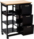 White Rolling Kitchen Island Cart with Storage V641