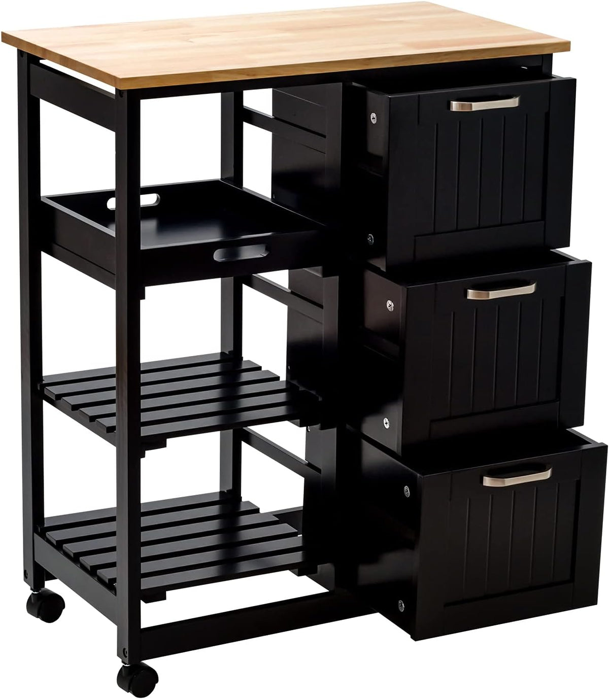 White Rolling Kitchen Island Cart with Storage V641