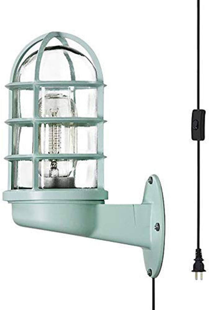 Green Finish Metal Cage Wall Sconce W32695