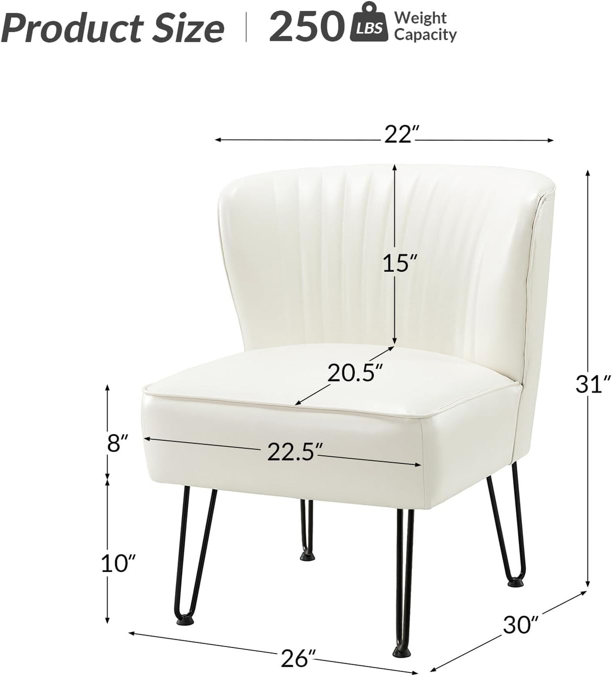 Ivory Faux Leather Accent Chairs Set Of 2 With Metal Base L1154