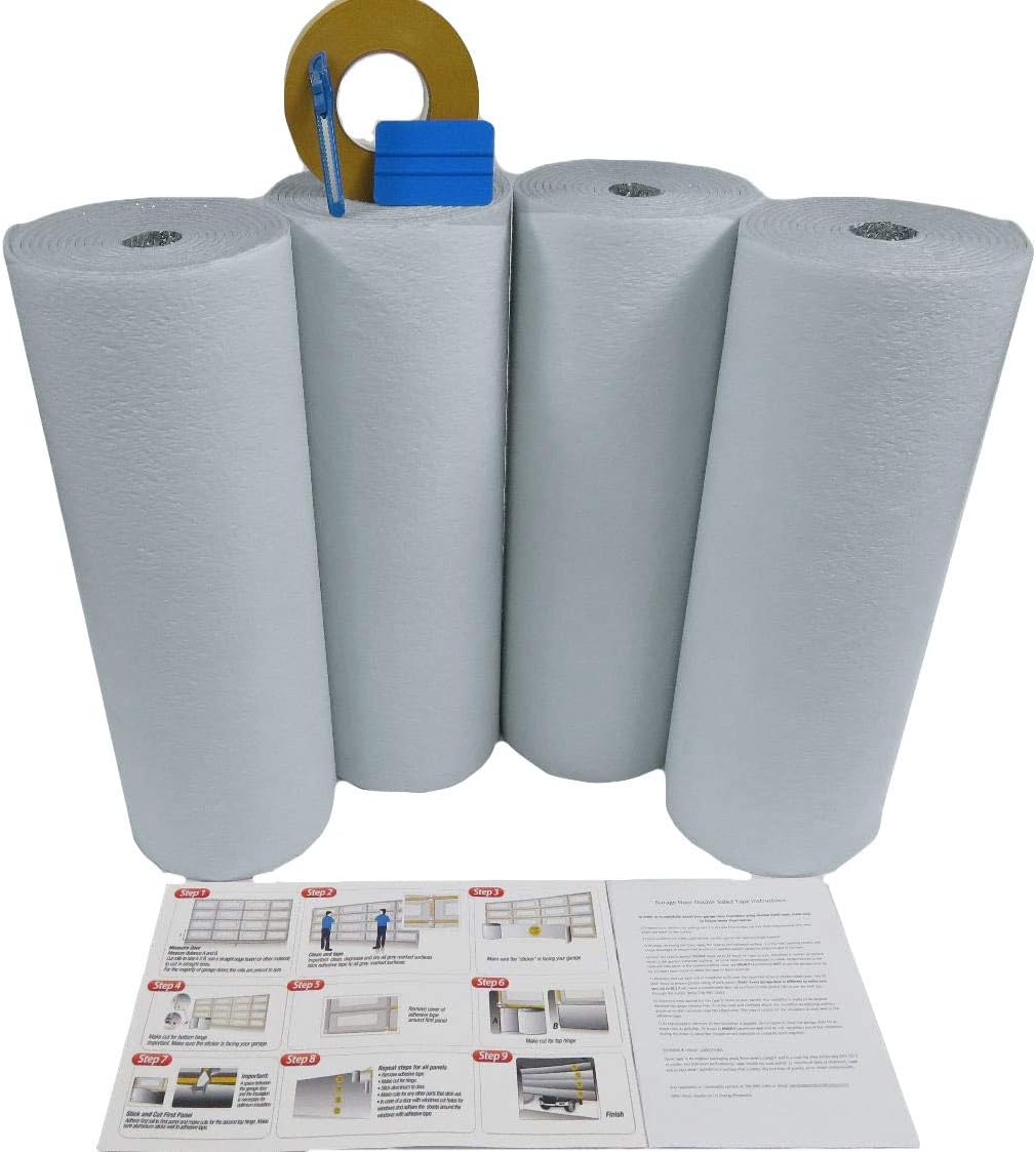 White Reflective Foam Core 2 Car Garage Door Insulation Kit 16FT x 8FT R Value 8.0 M6652