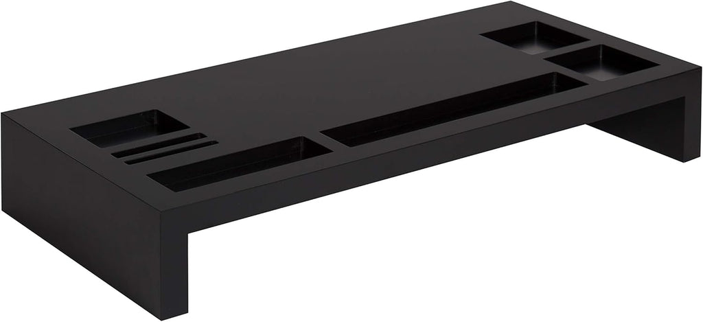 Black Wood Monitor Riser Desk Organizer, Pack of 2 O374