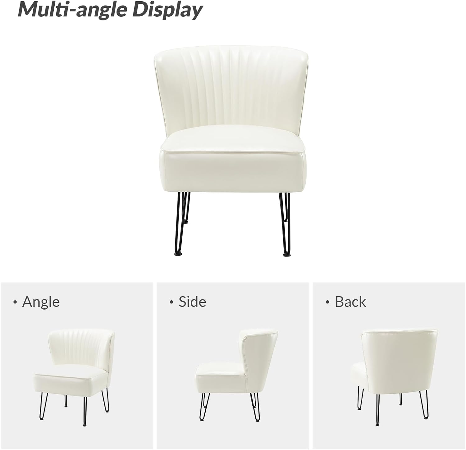 Ivory Faux Leather Accent Chairs Set Of 2 With Metal Base L1154
