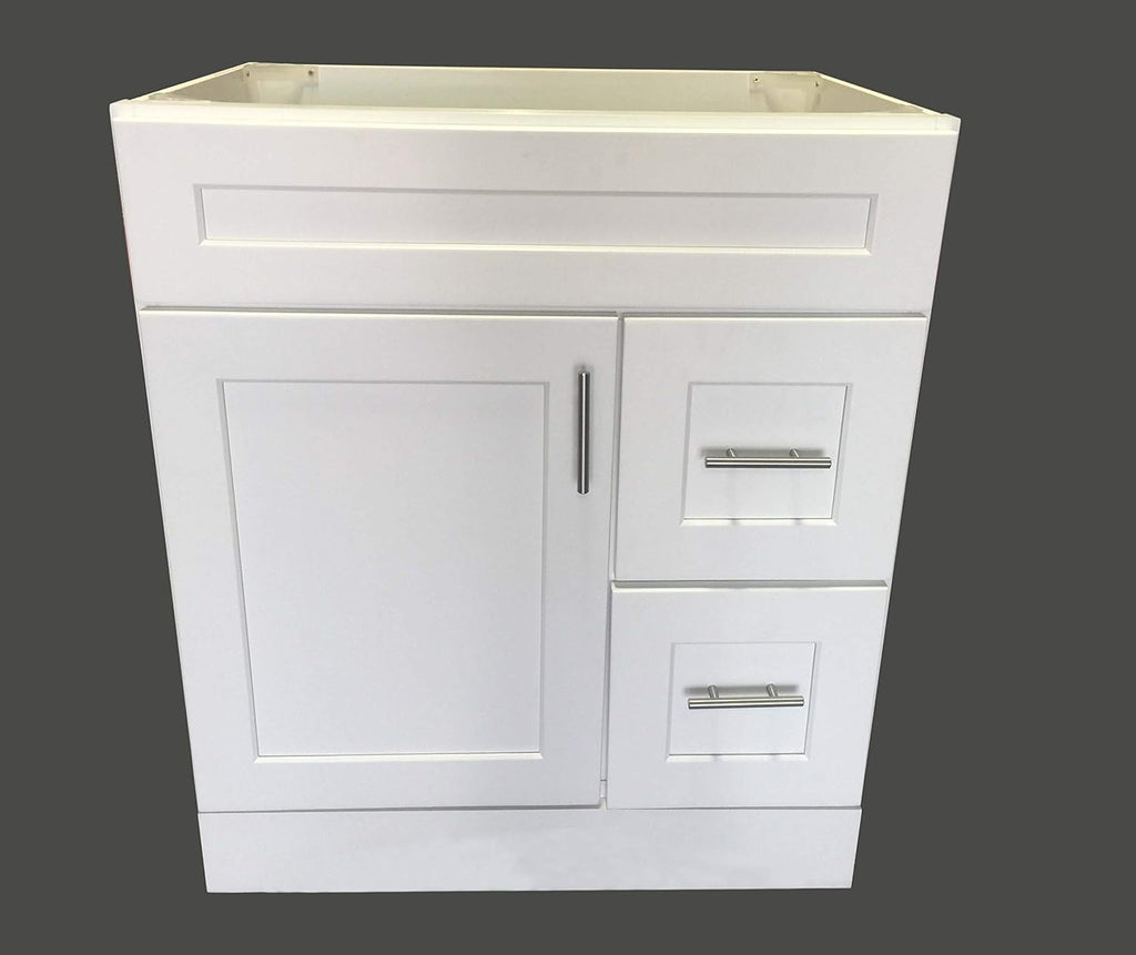 White Shaker Single-sink Bathroom Vanity Base Cabinet 30 Wide x 21 Deep Y8810