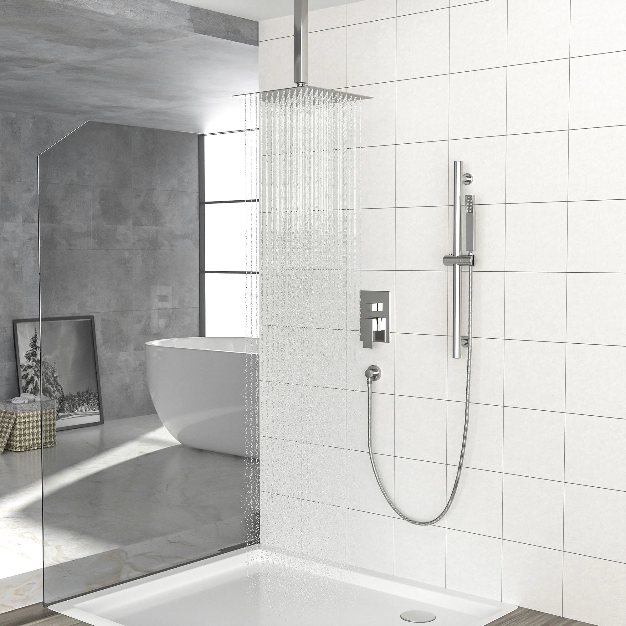 16" Rain Showerhead Shower System with Slide Bar I709796