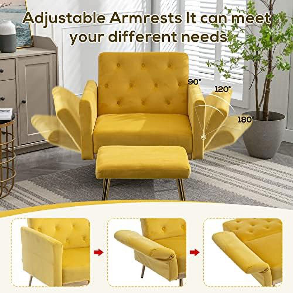 Olive Green Velvet Single Sofa Chair with Ottoman S752